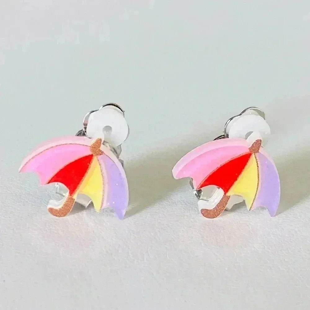 5 Pairs Kids Clip On Earrings Rainbow Unicorn Seashell Umbrella Mermaid